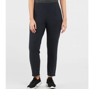 J. Jill Women's grey ponte slim leg checkered pants size S petite grid career